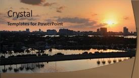  Presentation with miami - Theme featuring city sunrise - aerial view of miami background and a coral colored foreground