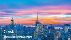  Presentation with new york night - Amazing presentation theme having city sunrise - famous skyscrapers of new york backdrop and a  colored foreground