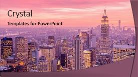  Presentation with manhattan - Cool new presentation design with city sunrise - view of new york manhattan backdrop and a coral colored foreground