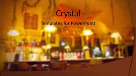 Presentation with cafe - Presentation theme consisting of city tavern - background of blurred cafe background and a crimson colored foreground