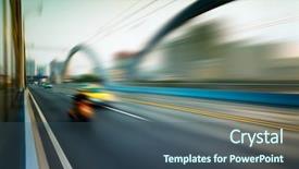  Presentation with china guangzhou - Cool new presentation theme with city traffic - rush car in motion blur backdrop and a ocean colored foreground