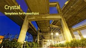  Presentation with hong kong city day - Amazing PPT theme having city traffic night under highway backdrop and a tawny brown colored foreground