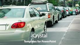  Presentation with traffic jam - Presentation theme featuring city traffic background and a gray colored foreground