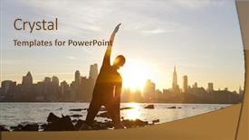  Presentation with woman runner - PPT layouts having city united states of america background and a lemonade colored foreground