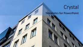  Presentation with architecture city - PPT theme featuring city universal modern architecture building background and a teal colored foreground