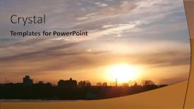  Presentation with city - Theme featuring city-view-in-the-evening background and a coral colored foreground