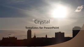  Presentation with city - Slides enhanced with city-view-in-the-evening background and a mint green colored foreground