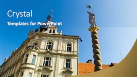  Presentation with destination - Colorful presentation enhanced with city-view-of-maribor-marburg backdrop and a teal colored foreground