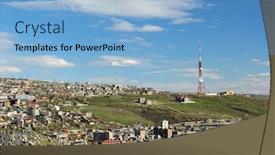  Presentation with antenna - Amazing presentation theme having city-view-of-yerevan backdrop and a light blue colored foreground