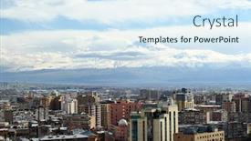  Presentation with mountain view - Colorful PPT theme enhanced with city-view-of-yerevan backdrop and a sky blue colored foreground