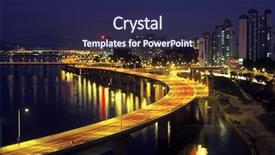  Presentation with city - Presentation consisting of city view background and a navy blue colored foreground