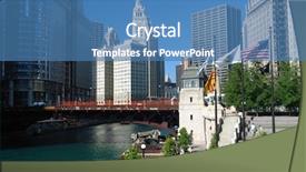  Presentation with chicago - Slides featuring city water - chicago citi center at sunny background and a teal colored foreground
