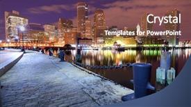  Presentation with boston - Colorful slide deck enhanced with city water - financial district of boston massachusetts backdrop and a tawny brown colored foreground