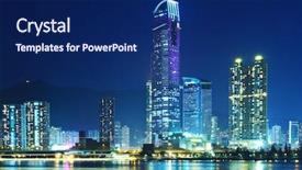  Presentation with hong kong skectch - Audience pleasing presentation design consisting of city water - hong kong cityscape backdrop and a navy blue colored foreground