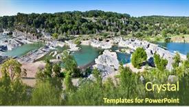  Presentation with falls - Beautiful presentation theme featuring city water - panoramic view of pedernales river backdrop and a tawny brown colored foreground
