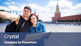  Presentation with city map - Cool new presentation theme with city with map red square backdrop and a ocean colored foreground