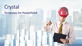  Presentation with city buildings - Slides having city with white plain building background and a  colored foreground