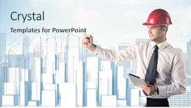  Presentation with city buildings - PPT layouts featuring city with white plain background and a  colored foreground