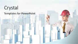  Presentation with city buildings - Amazing presentation theme having city with white plain backdrop and a white colored foreground