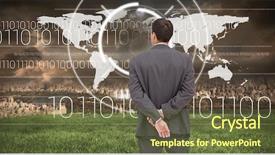  Presentation with city map - Beautiful slides featuring digital composite of businessman looking at city with world map interface backdrop and a tawny brown colored foreground