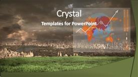  Presentation with city map - Cool new PPT theme with digital composite of city with world map backdrop and a tawny brown colored foreground