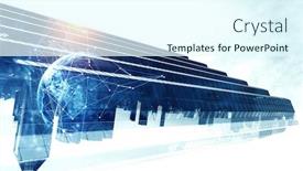  Presentation with map graph - Slide set with cityscape-and-financial-graph-chart background and a cool aqua colored foreground
