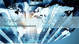  Presentation with map graph - Colorful presentation theme enhanced with cityscape-and-financial-graph-chart backdrop and a light blue colored foreground