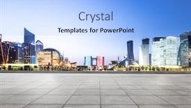  Presentation with cityscape - Slide deck enhanced with cityscape-and-skyline-of-hangzhou background and a light blue colored foreground