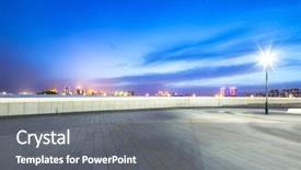  Presentation with brick - PPT theme featuring cityscape and skyline of harbin background and a gray colored foreground