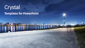  Presentation with brick - PPT theme with cityscape and skyline of seoul background and a ocean colored foreground