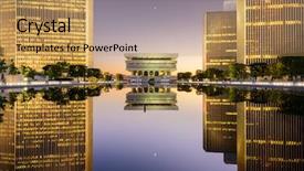  Presentation with new york state - Theme enhanced with cityscape at empire state plaza background and a coral colored foreground