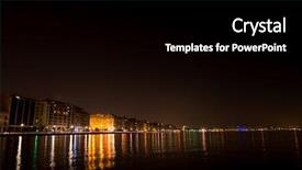  Presentation with macedonia - Amazing presentation theme having cityscape at night of thessaloniki backdrop and a black colored foreground