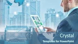  Presentation with cityscape - Slide deck consisting of cityscape background map with delivery background and a ocean colored foreground