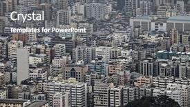  Presentation with hong kong - Audience pleasing PPT layouts consisting of cityscape crowd buildings in mist backdrop and a  colored foreground