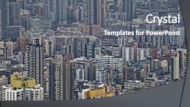  Presentation with hong kong kota - Amazing slide deck having cityscape crowd buildings in mist backdrop and a  colored foreground