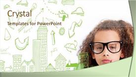  Presentation with doodle - Presentation design enhanced with cityscape doodle against cute pupil thinking background and a cream colored foreground