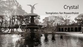  Presentation with new york city subway station - Colorful presentation design enhanced with cityscape nyc - central park autumn and angel backdrop and a light gray colored foreground