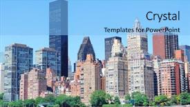  Presentation with dubai skyline on blue sky - Colorful slide deck enhanced with cityscape nyc - manhattan midtown skyline panorama backdrop and a  colored foreground