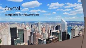  Presentation with new york city subway station - Beautiful presentation design featuring cityscape nyc - new york city manhattan midtown backdrop and a  colored foreground