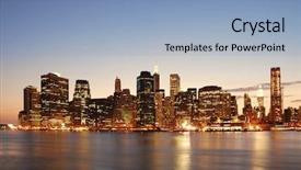  Presentation with taxi cabs new york city - Theme enhanced with cityscape nyc - new york city manhattan skyline background and a light blue colored foreground