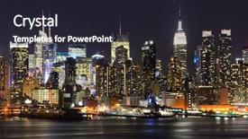  Presentation with new york city - Presentation theme featuring cityscape nyc - new york city skyline viewed background and a wine colored foreground