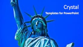  Presentation with new york city - Amazing presentation theme having cityscape nyc - statue of liberty in new backdrop and a dark gray colored foreground
