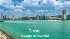  Presentation with persian gulf - PPT theme featuring cityscape-of-abu-dhabi background and a teal colored foreground