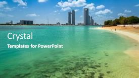  Presentation with persian gulf - Slide deck consisting of cityscape-of-abu-dhabi background and a teal colored foreground