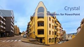  Presentation with norway - Beautiful PPT theme featuring hotel parking - cityscape of alesund norway backdrop and a light blue colored foreground
