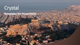  Presentation with cityscape - Slide deck enhanced with cityscape of athens in early background and a gray colored foreground