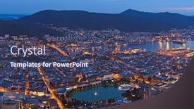  Presentation with consept architecture - Slide set enhanced with cityscape of bergen norway - architecture background background and a ocean colored foreground