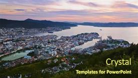  Presentation with norway - Colorful presentation theme enhanced with cityscape of bergen norway - architecture background backdrop and a wine colored foreground