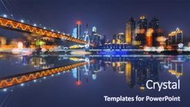  Presentation with china - Cool new slides with cityscape-of-chongqing-at-night backdrop and a ocean colored foreground