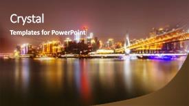  Presentation with eu china - Slide deck featuring cityscape-of-chongqing-at-night background and a tawny brown colored foreground